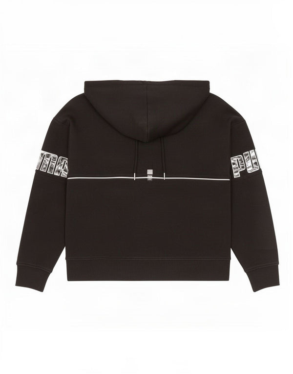 Puma Womens Graphic Hoodie Jumper UK 16 Large Black Cotton