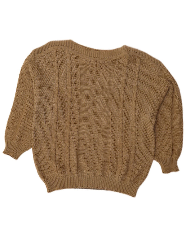 Vintage ženski jakni pulover s lađastim izrezom EU 48 2XL smeđi