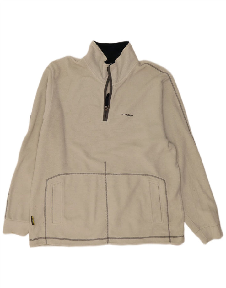 Diadora muški džemper od flisa s patentnim izrezom 2XL sivobijeli poliester