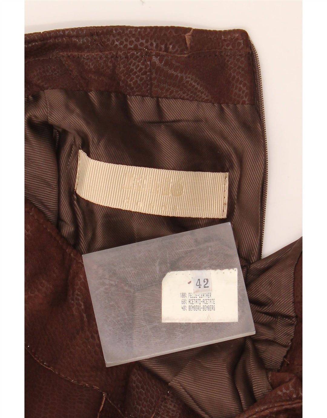 VINTAGE ženska kožna suknja IT 42 srednje veličine W30, smeđa koža s životinjskim printom