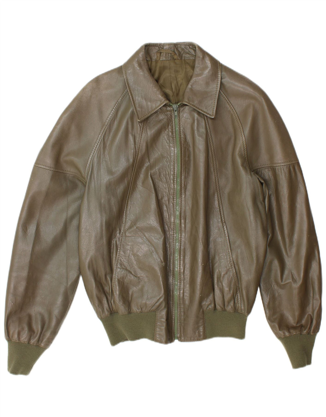 Vintage muška bomber kožna jakna UK 38 srednje kaki boje