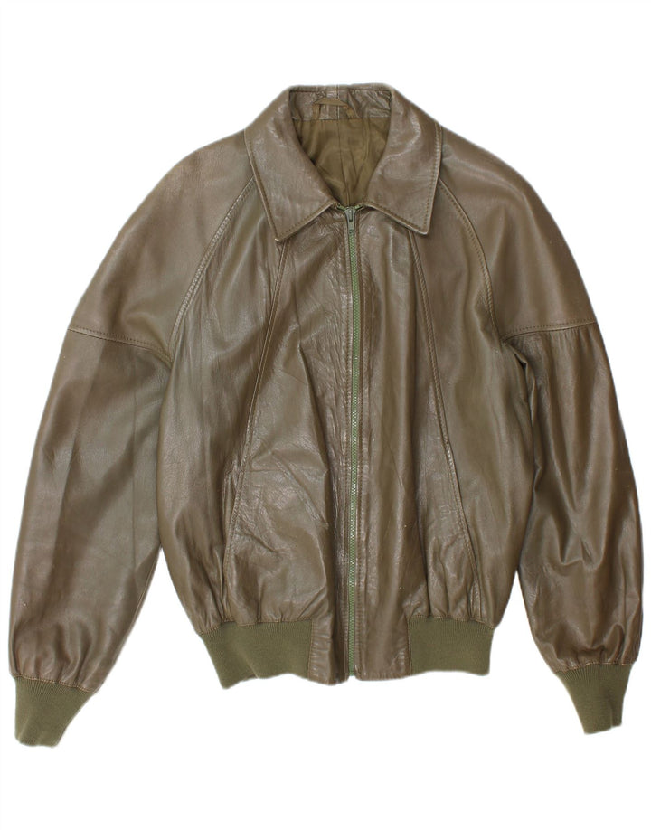 Vintage muška bomber kožna jakna UK 38 srednje kaki boje