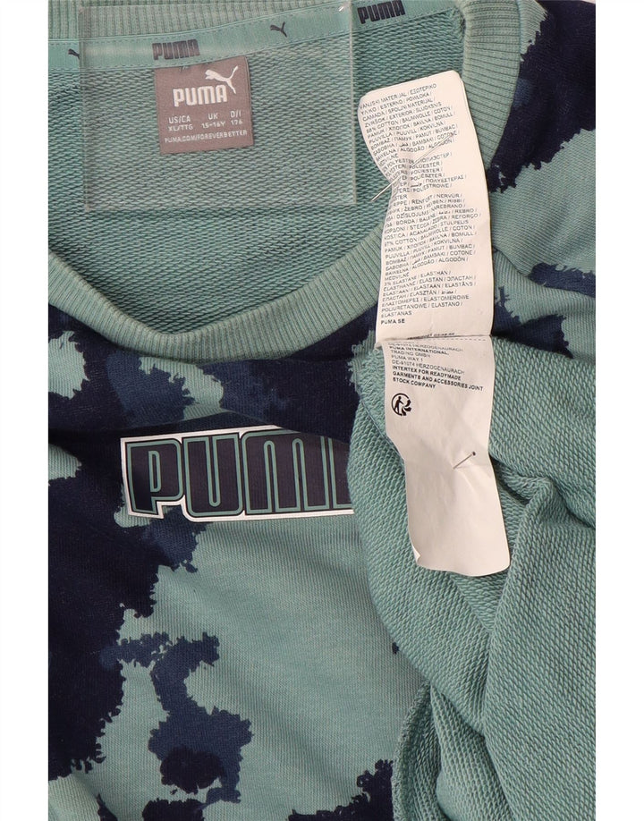 PUMA Boys Sweatshirt Džemper 15-16 godina tirkizno kamuflažni poliester