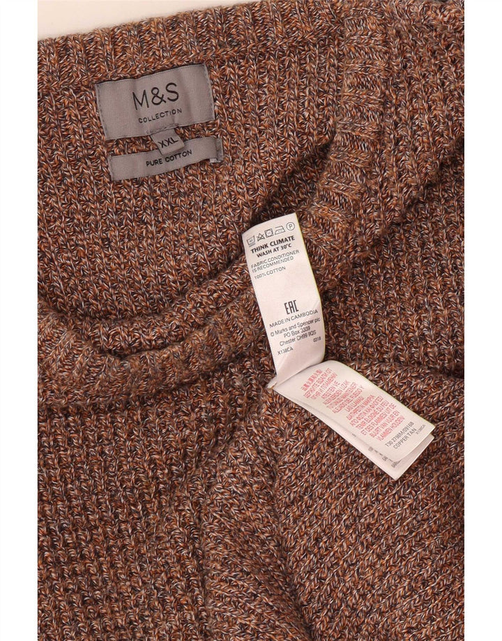 Marks & Spencer muški džemper s okruglim izrezom 2XL smeđi pamuk