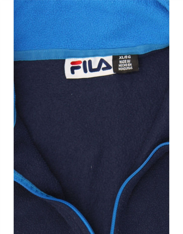 FILA Mens Zip Neck Fleece Jumper XL Navy Blue Polyester Vintage Fila and Second-Hand Fila from Messina Hembry 