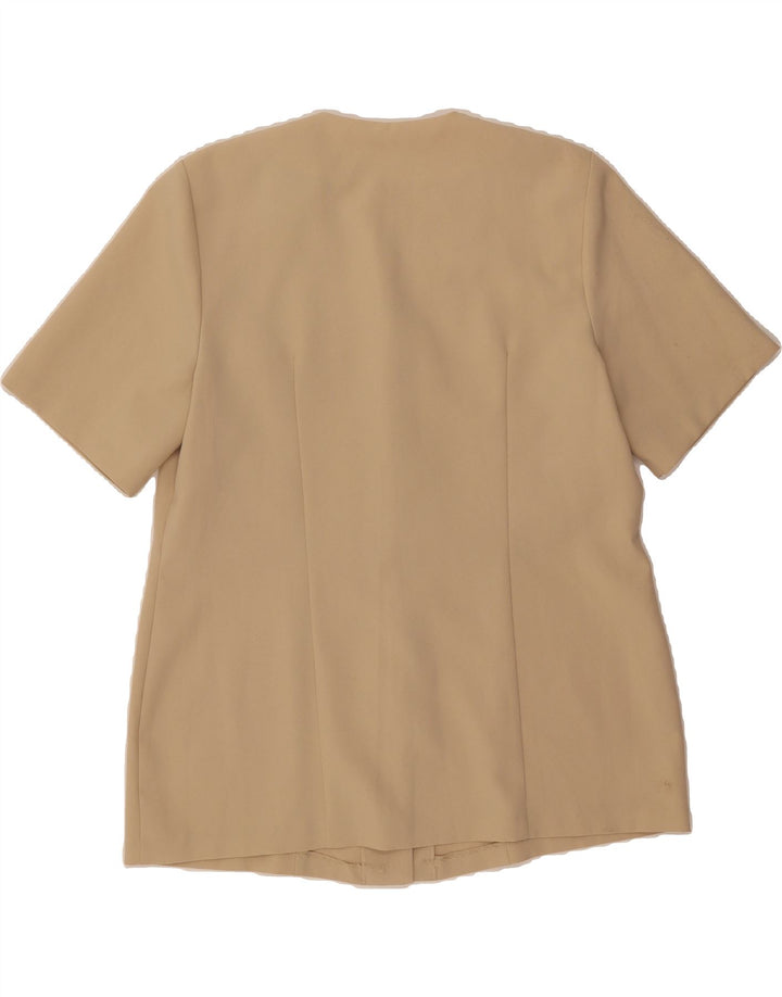 VINTAGE Womens 5 Button Short Sleeve Blazer Jacket UK 18 XL Beige Vintage Vintage and Second-Hand Vintage from Messina Hembry 