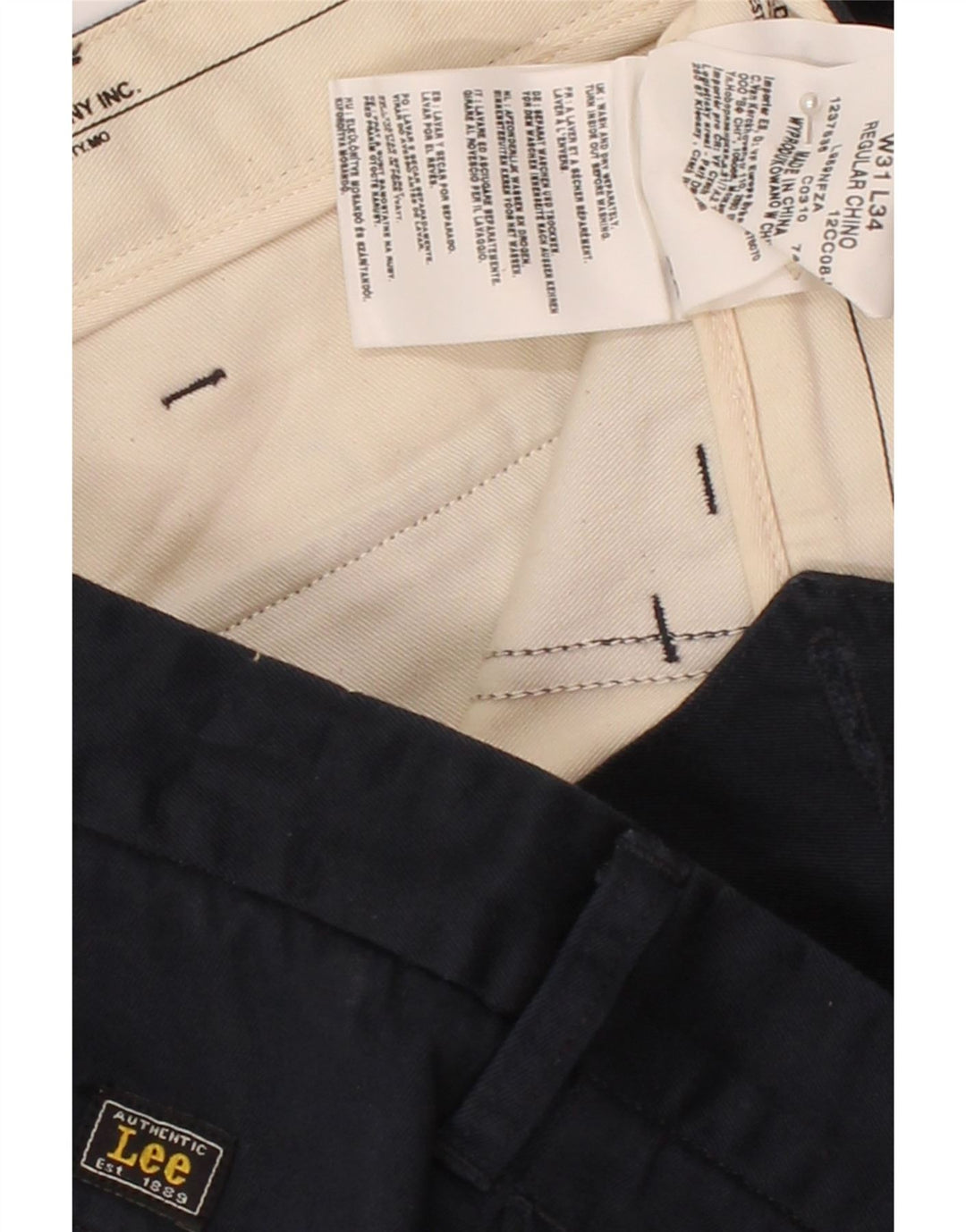LEE Mens Regular Chino Trousers W31 L34 Navy Blue Cotton Vintage Lee and Second-Hand Lee from Messina Hembry 