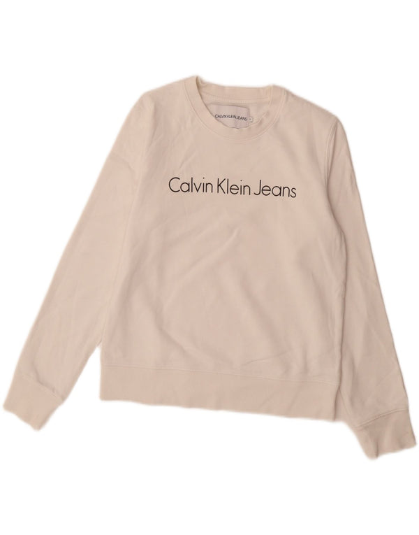Calvin Klein Jeans ženski džemper s grafičkim motivima UK 10 Small White
