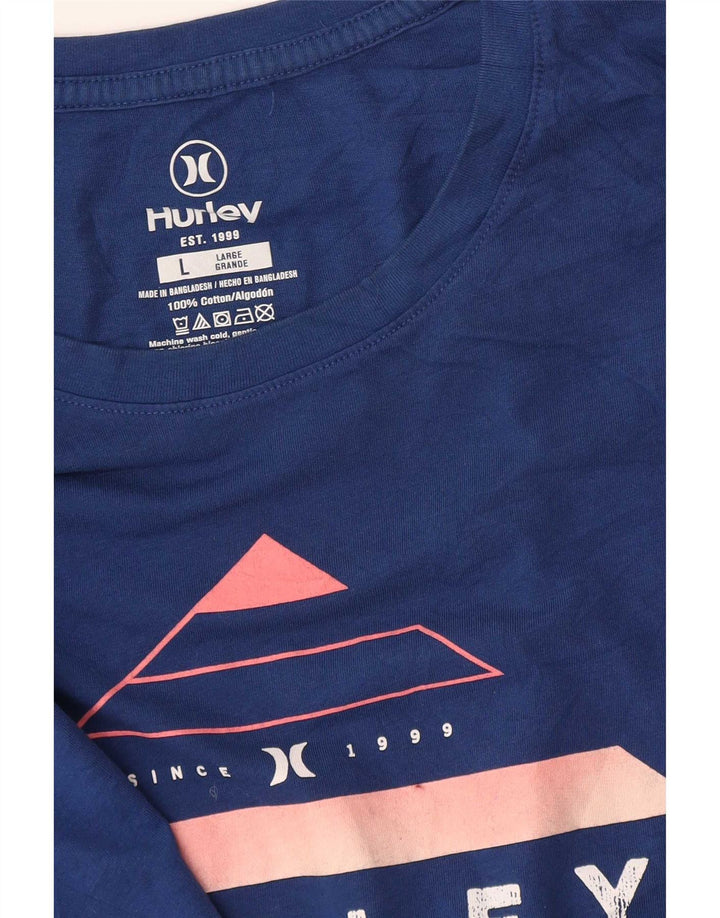 Velika plava pamučna muška majica s grafičkim motivima Hurley