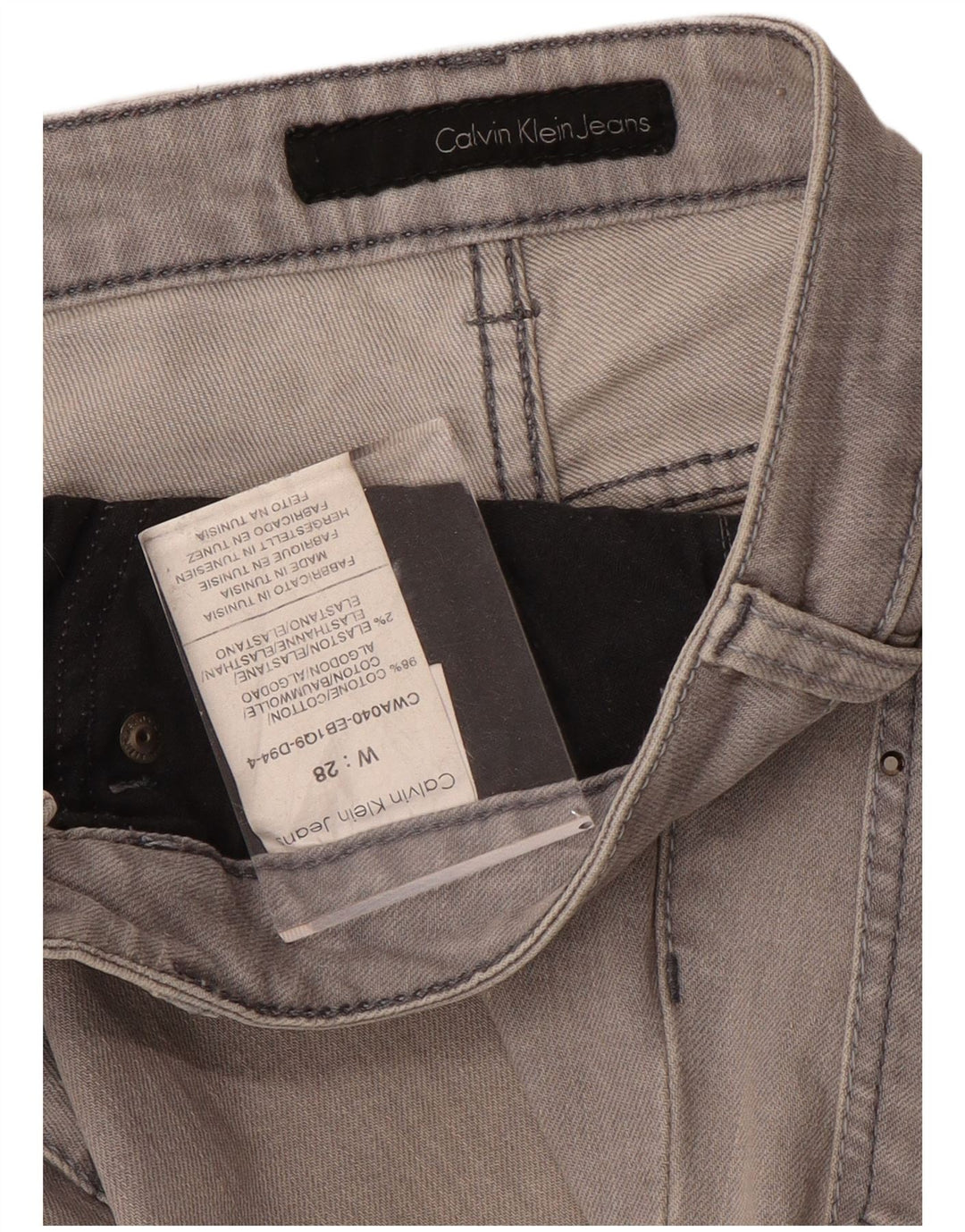 CALVIN KLEIN Ženske ravne traperice W28 L33 Sivi pamuk