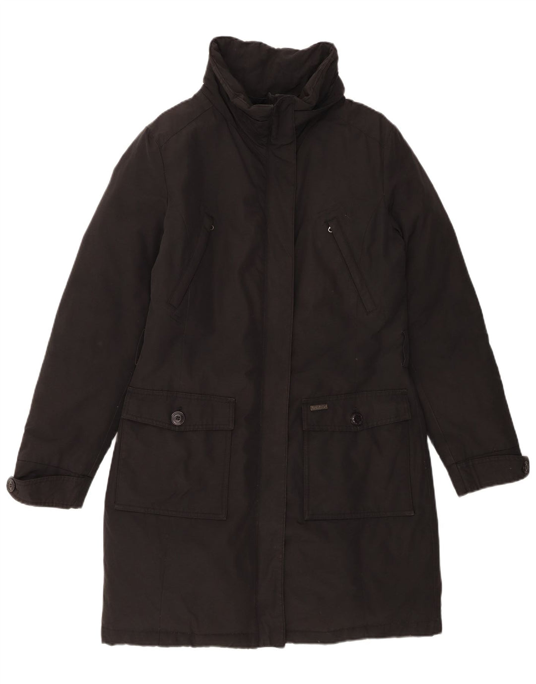 Woolrich ženski podstavljeni kaput UK 14 veliki crni pamuk