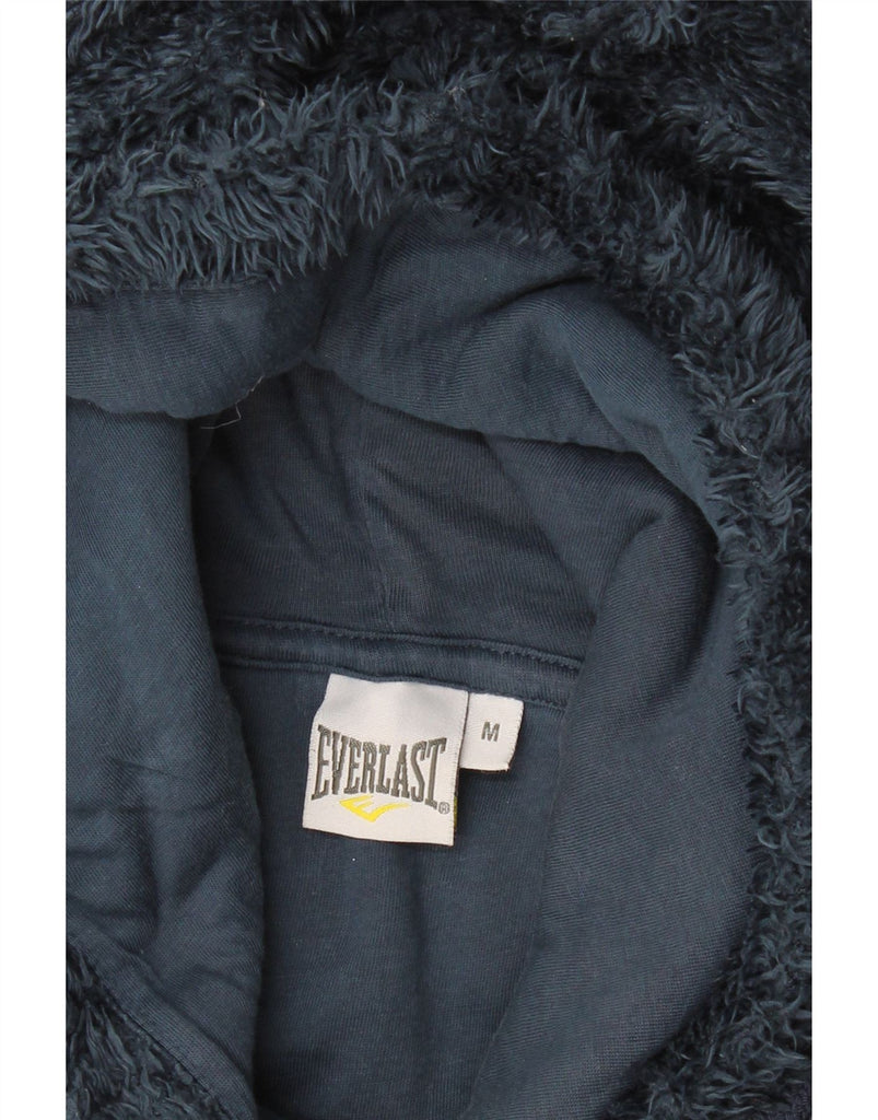 EVERLAST Mens Graphic Hooded Fleece Jumper Medium Navy Blue Polyester Vintage Everlast and Second-Hand Everlast from Messina Hembry 