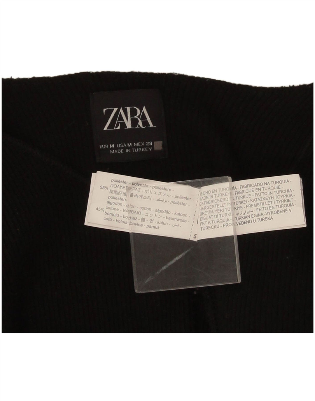 Zara ženski balero džemper 3/4 rukava UK 14 Srednji crni poliester