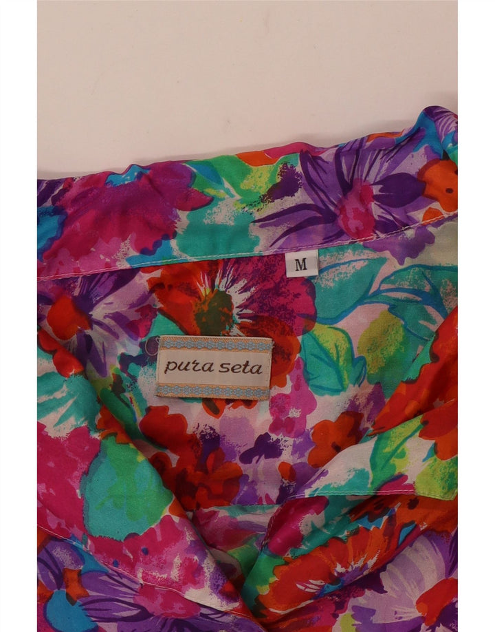 VINTAGE Ženska košulja kratkih rukava UK 14 Srednje raznobojna cvjetna