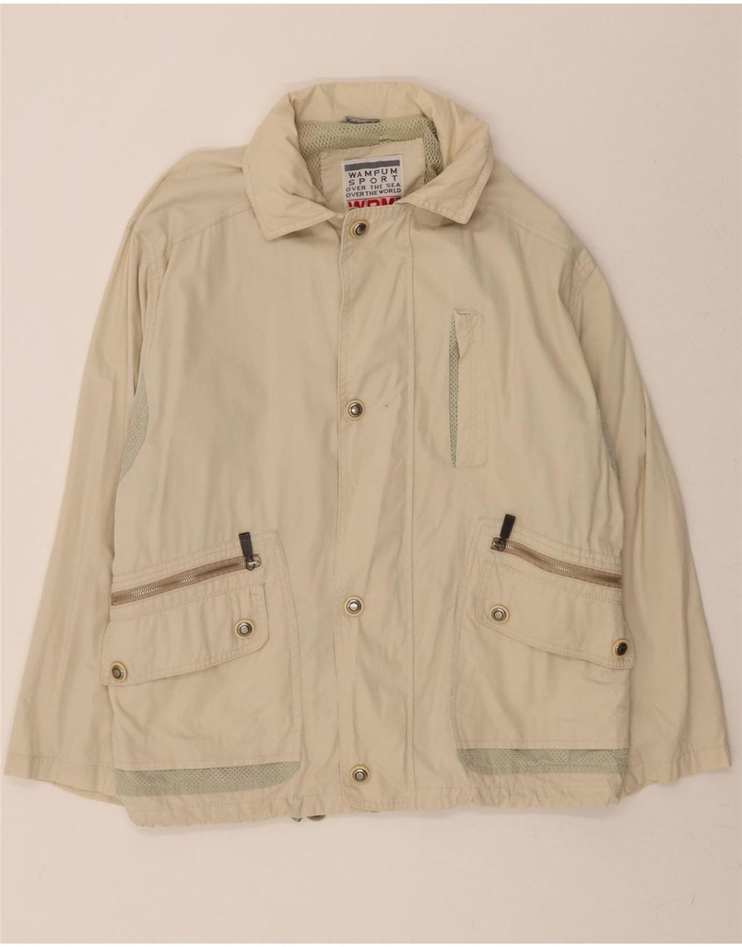 WAMPUM Mens Utility Jacket UK 40 Large Beige Nylon Vintage Wampum and Second-Hand Wampum from Messina Hembry 