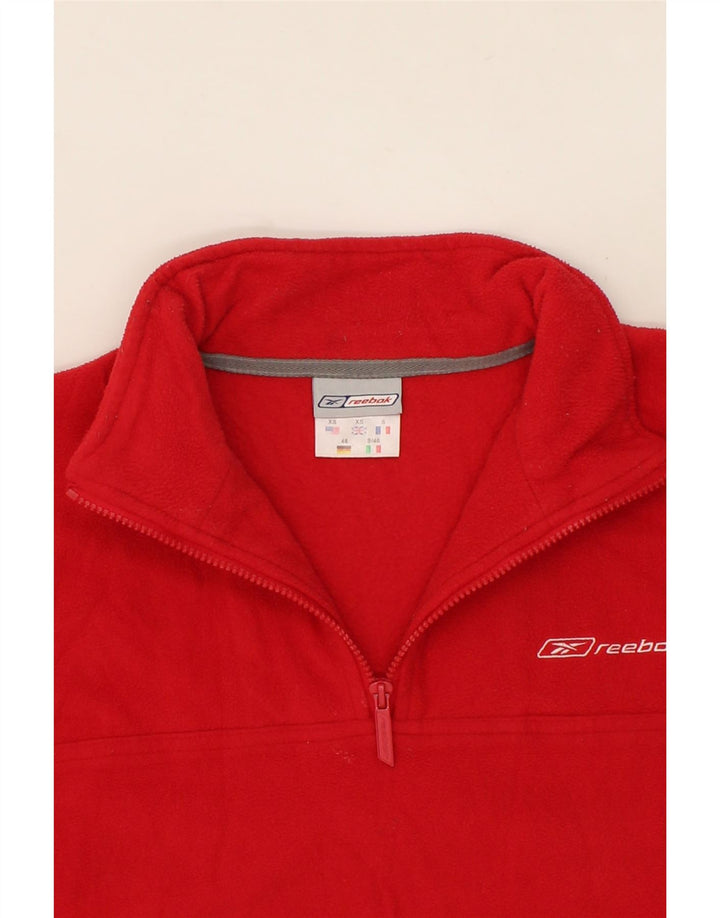 REEBOK Mens Zip Neck Fleece Jumper XS Red Polyester Vintage Reebok and Second-Hand Reebok from Messina Hembry 