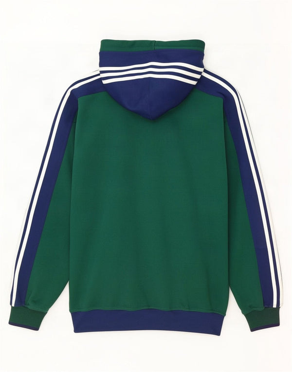 Adidas muški pulover s kapuljačom na patentni zatvarač UK 42/44 veliki zeleni poliester u boji