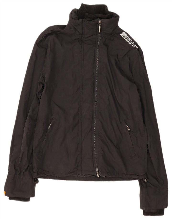 Superdry muška kišna jakna s grafičkim motivima UK 44 2XL crni poliester