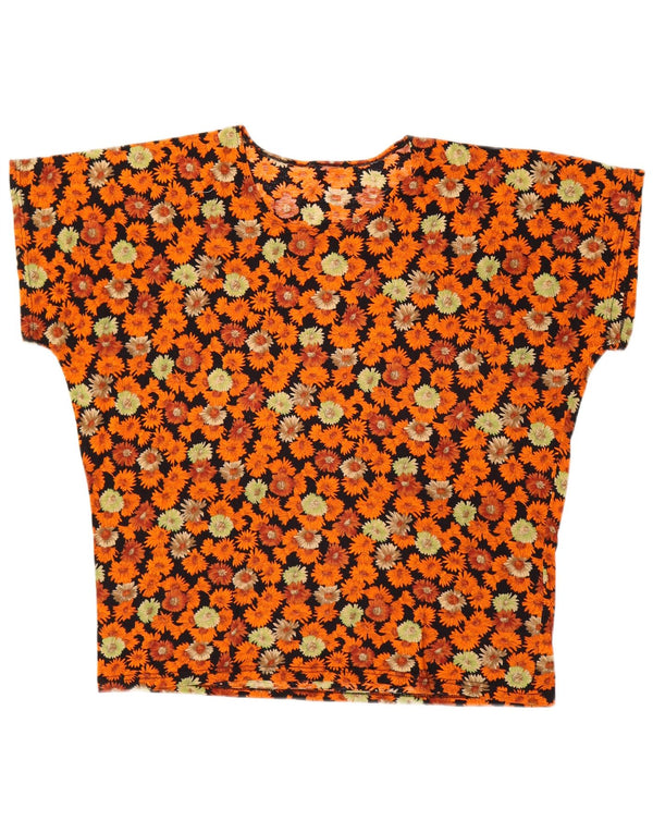VINTAGE ženska majica kratkih rukava UK 18 XL Raznobojni cvjetni pamuk