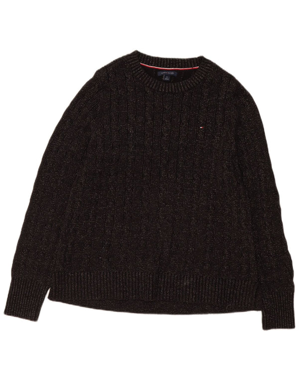 Tommy Hilfiger ženski džemper s okruglim izrezom UK 12 srednje crni pamuk