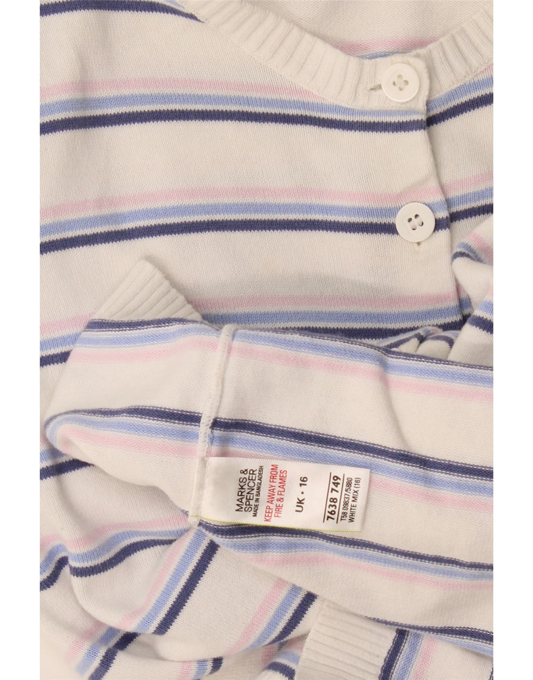 Marks & Spencer ženski kardigan pulover UK 16 velike bijele pruge