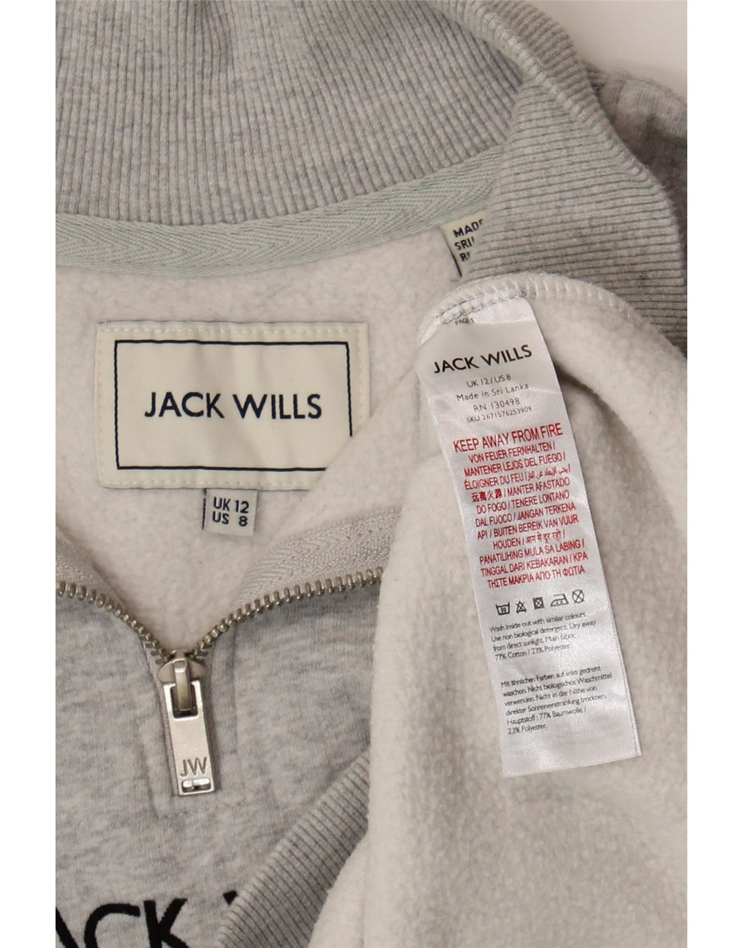 Jack Wills Ženska prekomjerna trenirka s grafičkim motivima UK 12 srednje siva
