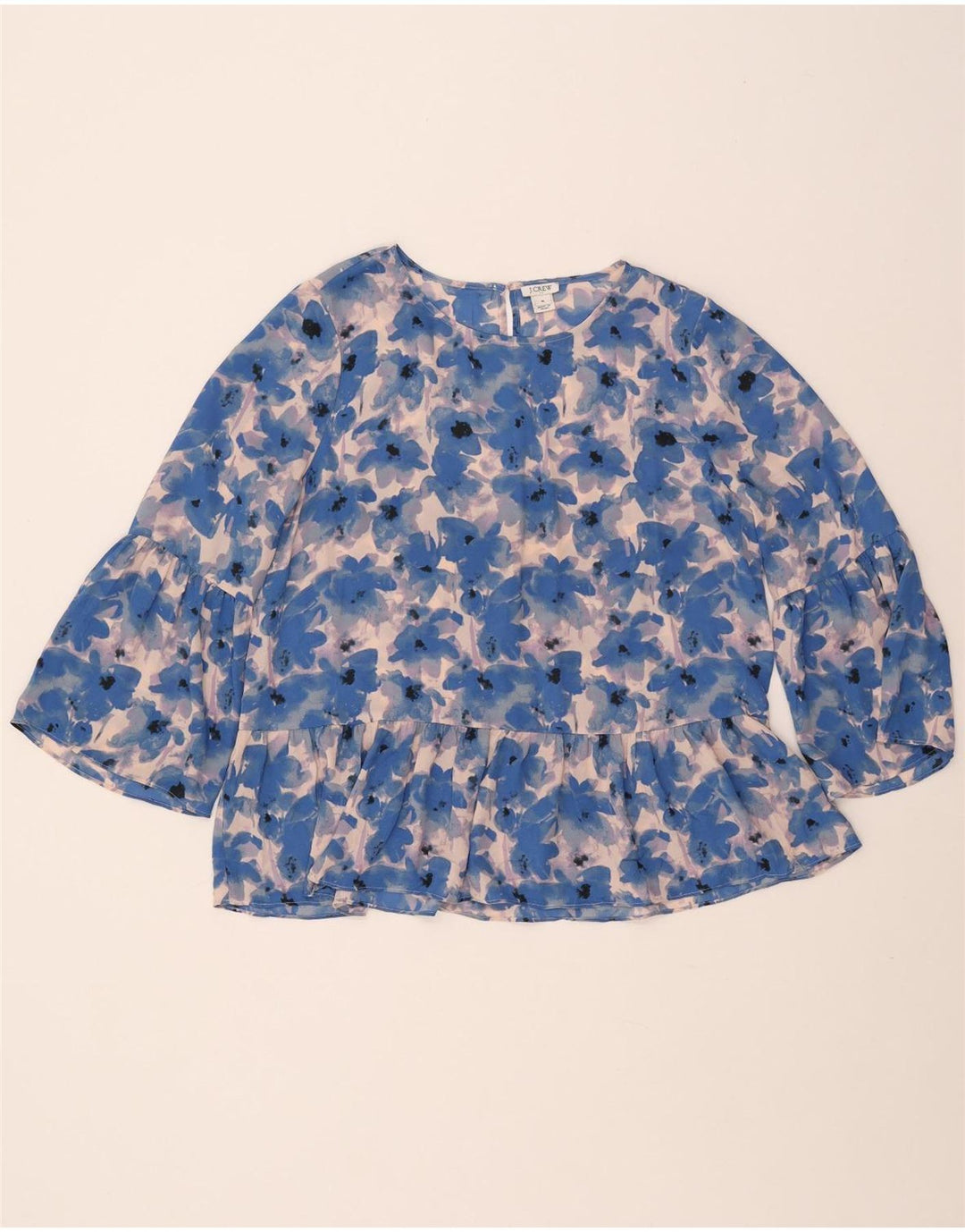 J. CREW Ženski gornji dio bluze s 3/4 rukavima UK 14 Srednje plavi cvjetni poliester
