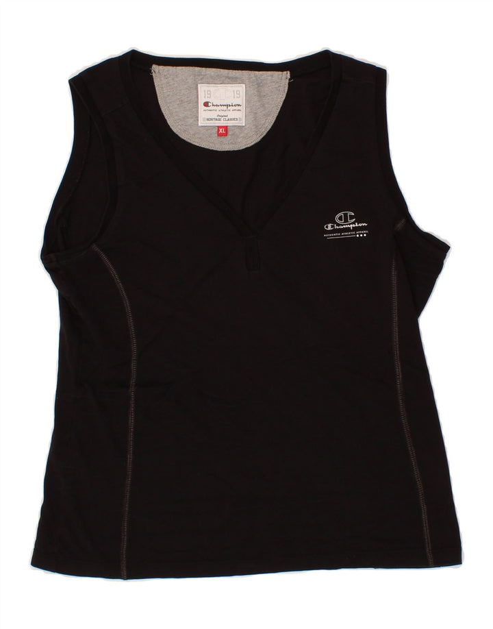 CHAMPION Womens Heritage Classics Vest Top UK 18 XL Black Vintage Champion and Second-Hand Champion from Messina Hembry 