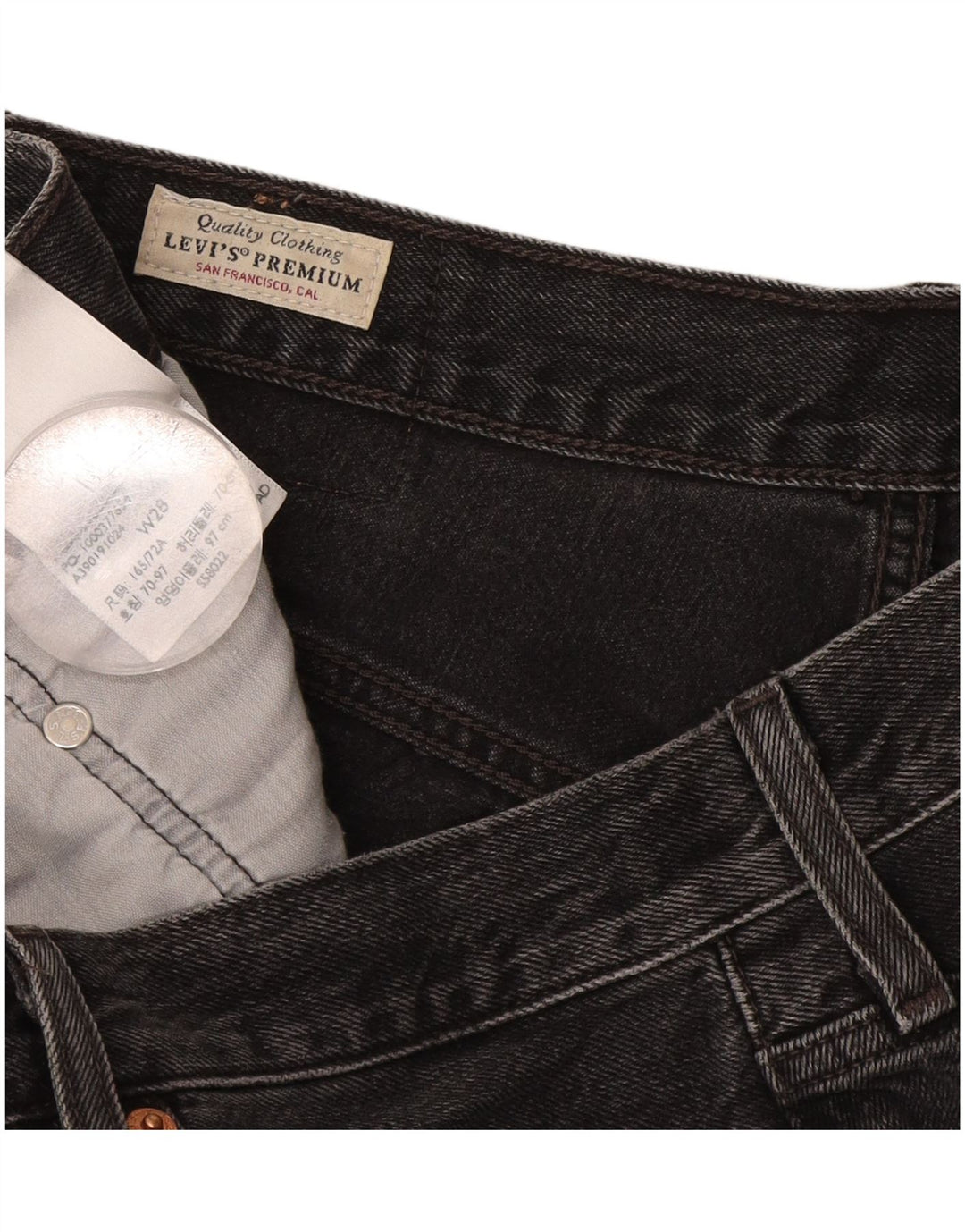 Levi's ženske kratke traper hlače 501 W28 Srednje crni pamuk