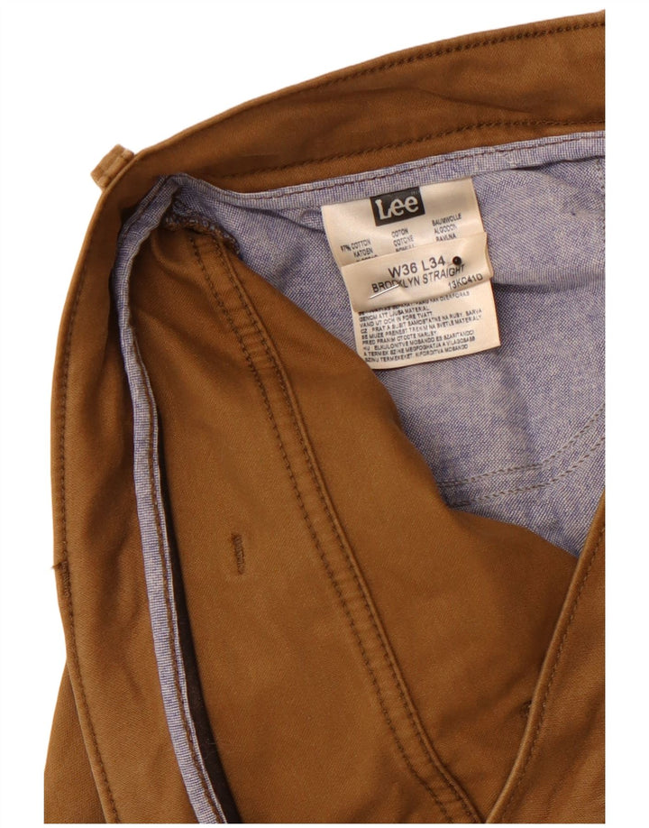 LEE muške Brooklyn ravne ležerne hlače W36 L30 smeđi pamuk