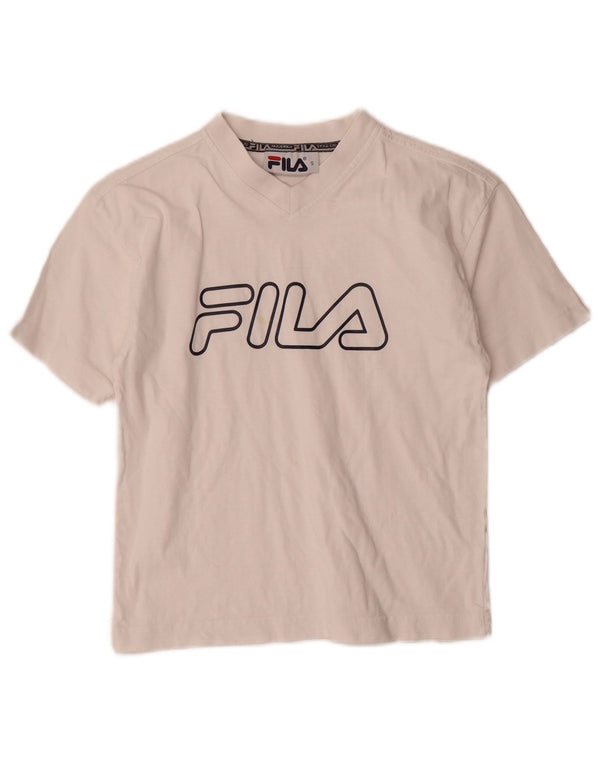Fila Womens Crop Graphic T-Shirt Top UK 10 Small White Cotton