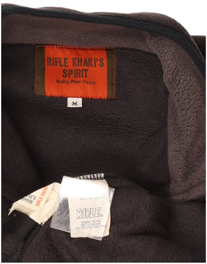 Muški džemper od flisa s patentnim zatvaračem i izrezom srednje sive boje od poliestera