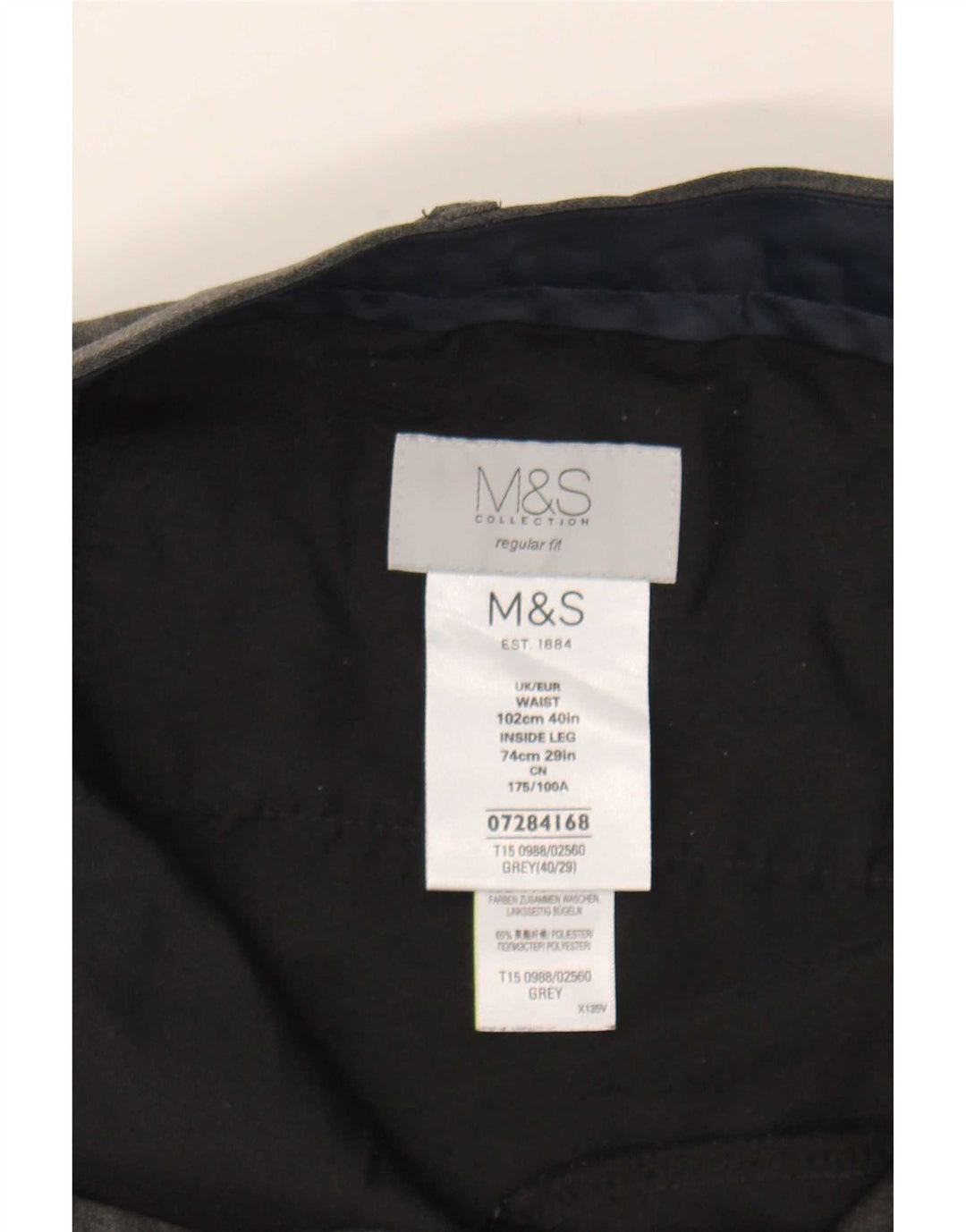 Marks & Spencer muške hlače ravnog odijela W40 L29 sivi poliester