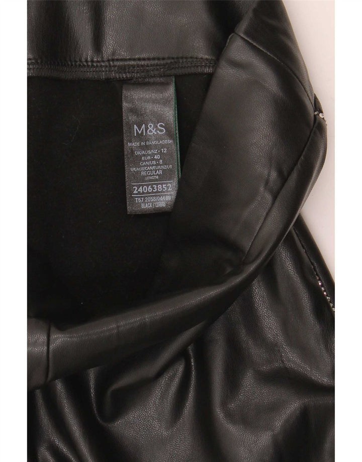 Marks & Spencer ženske tajice od umjetne kože UK 12 Srednje crni poliester