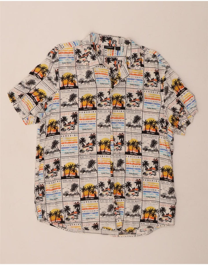 LIVERGY muška košulja kratkih rukava, veličina 43/44 XL, bijela havajska viskoza