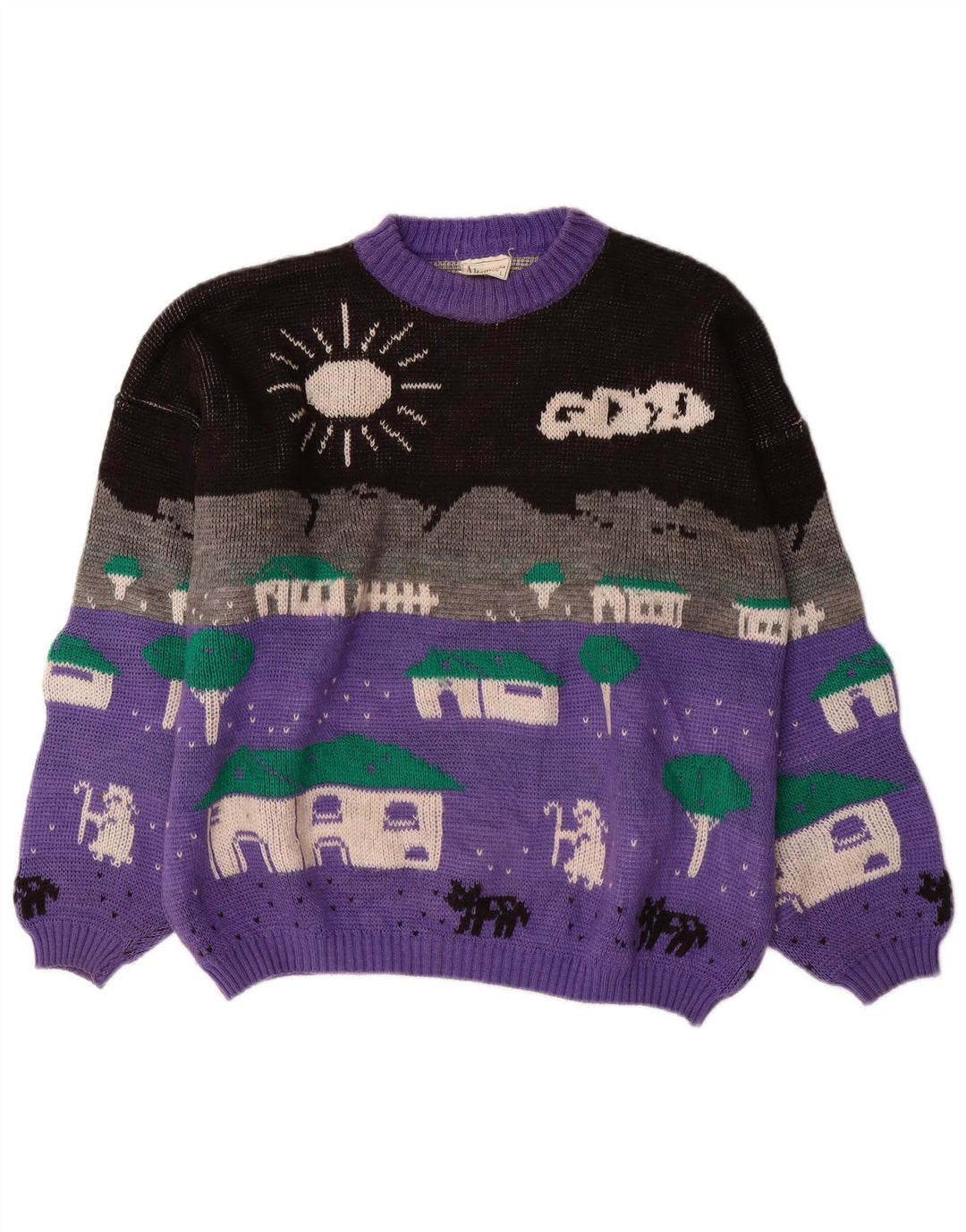 ALTA MODA Ženski džemper s okruglim izrezom UK 16 Veliki ljubičasti blok u boji