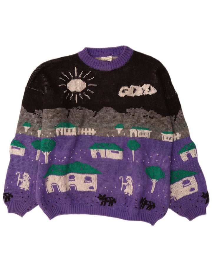 ALTA MODA Ženski džemper s okruglim izrezom UK 16 Veliki ljubičasti blok u boji