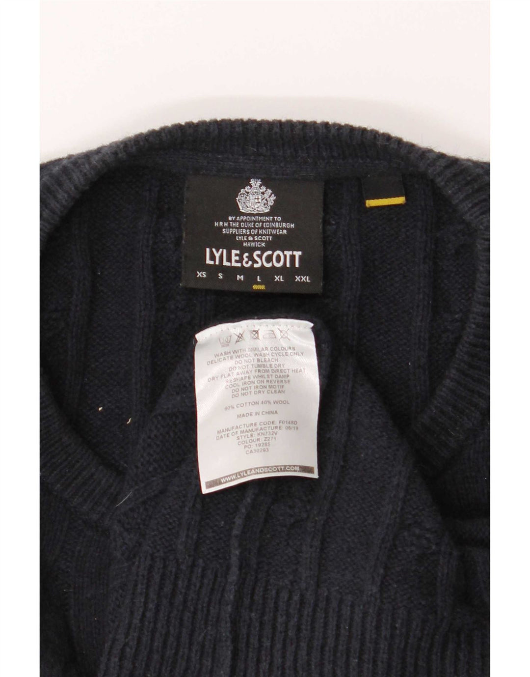 Lyle & Scott muški džemper s okruglim izrezom Veliki tamnoplavi pamuk
