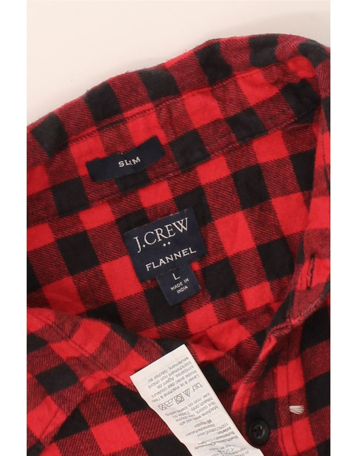 J. CREW Mens Slim Flannel Shirt Large Red Gingham Cotton Vintage J. Crew and Second-Hand J. Crew from Messina Hembry 
