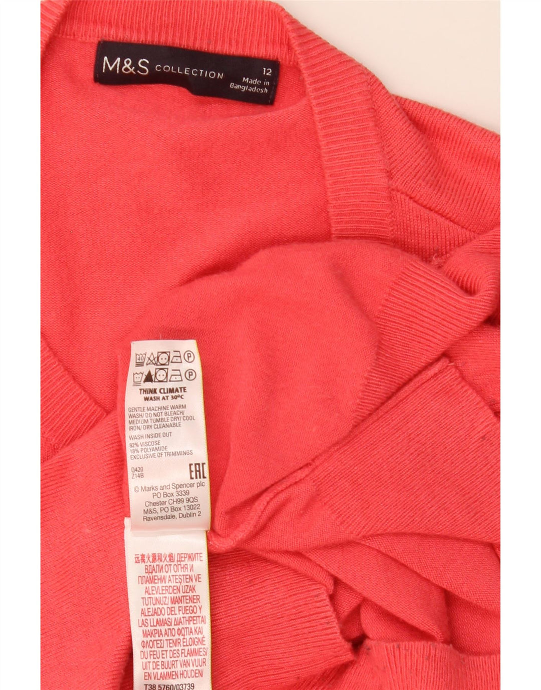Marks & Spencer ženski kardigan pulover UK 12 Srednje crvena viskoza