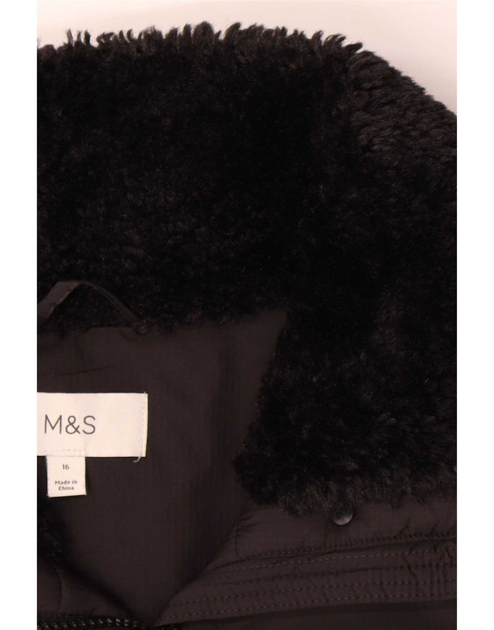 Marks & Spencer ženska velika podstavljena jakna UK 16 veliki crni poliester