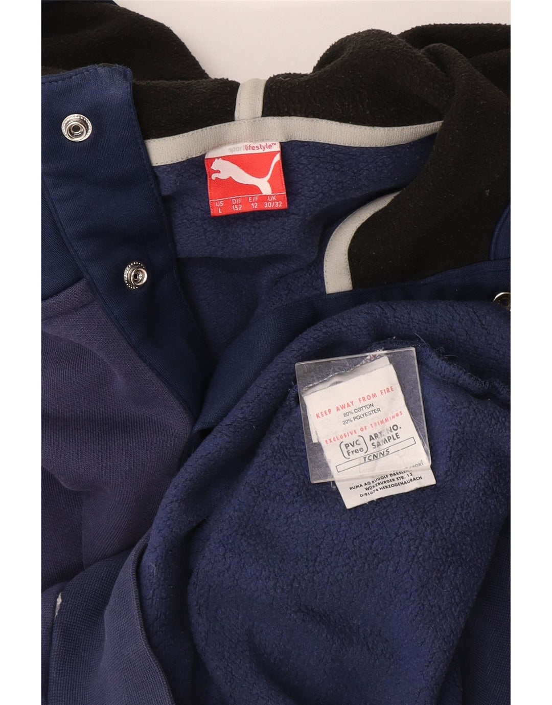 PUMA majica s kapuljačom s dugmadima i ovratnikom za dječake 11-12 godina, tamnoplavi pamuk