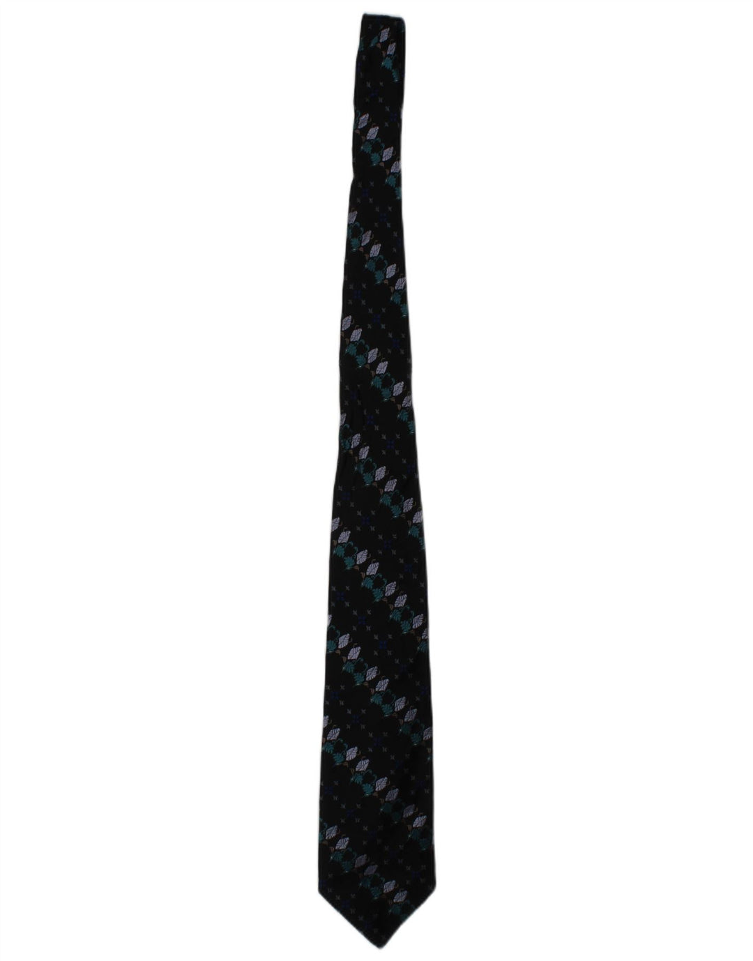 TRUSSARDI Mens Graphic Tie One Size Navy Blue Floral Silk Classic