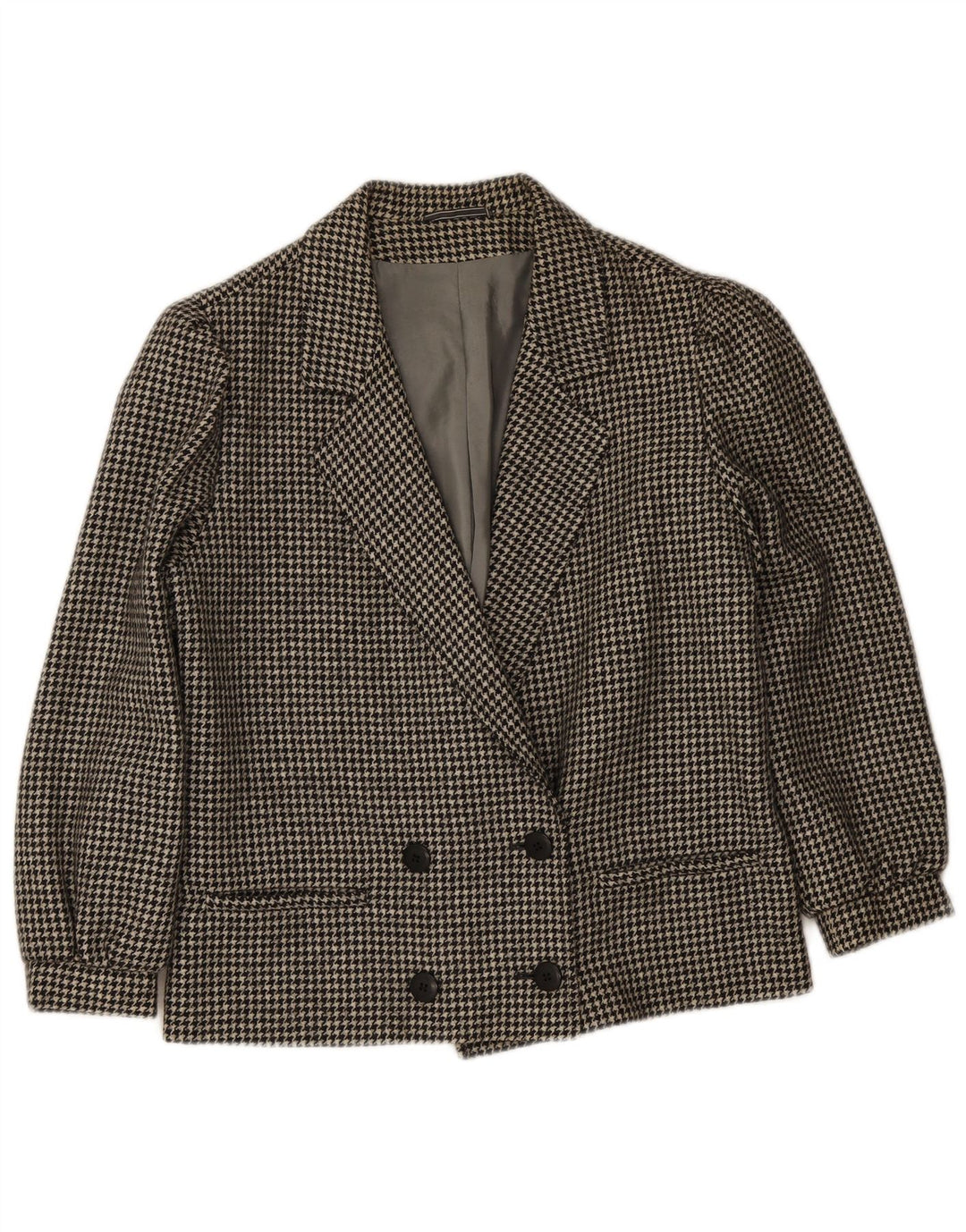 Vintage ženski sako s dvostrukim kopčanjem IT 46 velika crna houndstooth