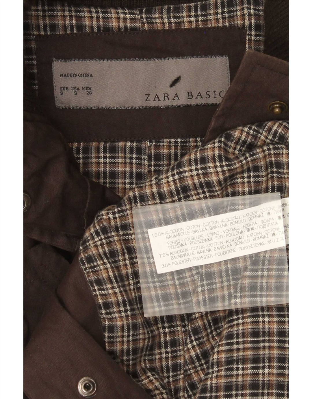 Zara ženska pomoćna jakna UK 10 Mala smeđa pamuk
