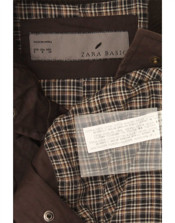 Zara ženska pomoćna jakna UK 10 Mala smeđa pamuk