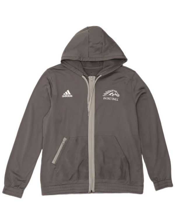 Adidas ženski džemper s kapuljačom s grafičkim patentnim zatvaračem UK 20/22 XL sivi poliester