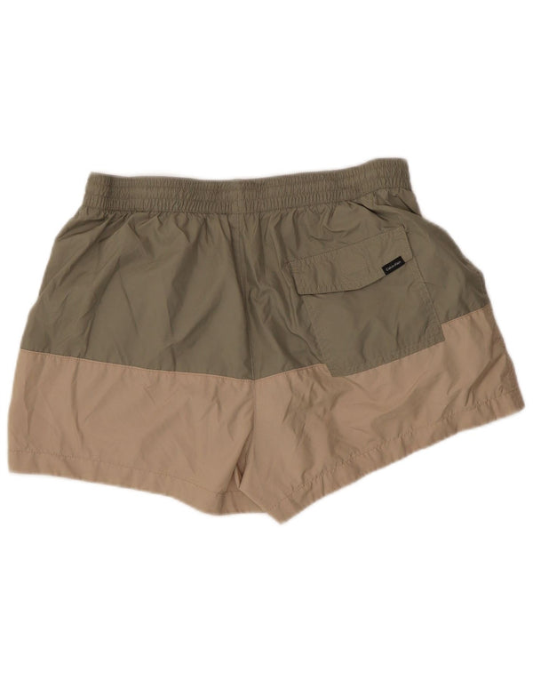Calvin Klein Mens Graphic Swimming Shorts Large Khaki Colourblock