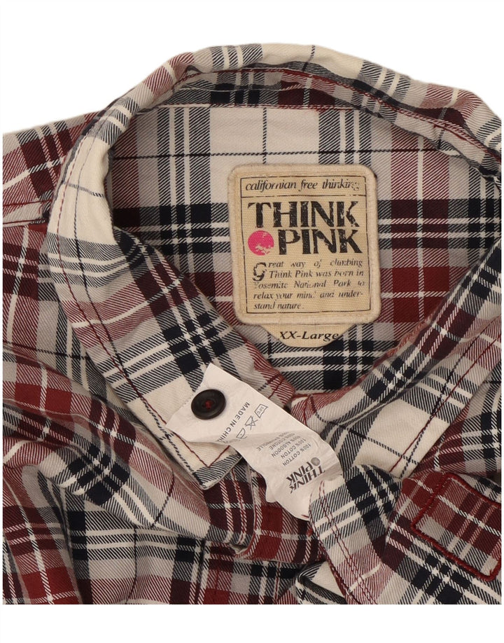 THINK PINK Muška flanelska košulja 2XL pamuk u crvenom karu