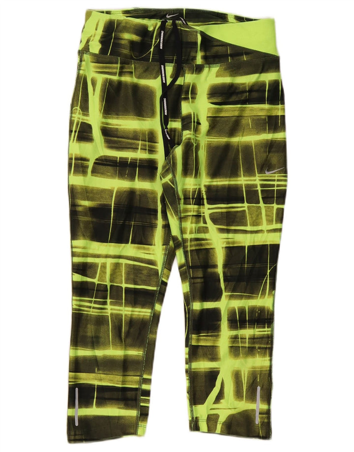 Nike Ženske Dri Fit Trenirke Hlače UK 8 Mali zeleni karirani poliester